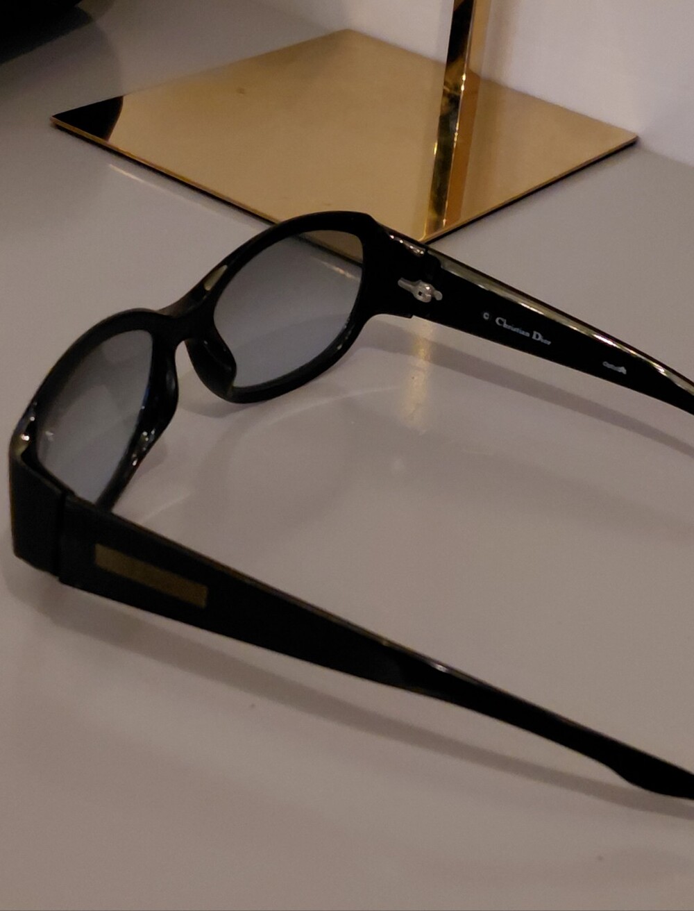 Dior Black Round Sunglasses with Subtle Logo Accent